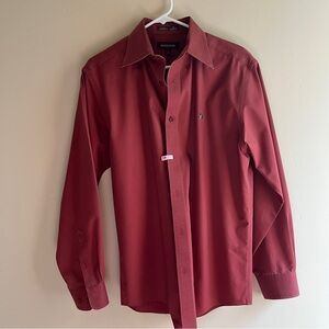 Nordstrom SmartCare Men's maroon red dress shirt cotton office wedding fall